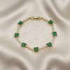 Pulsera Tennis 03.283.0311.07 Oro Laminado, con Verde and Blanca Zirconia Cubica, Pulido, Tono Dorado (08 MM Thickness, 7 Inches Length)
