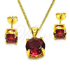Juego de Arete y Dije de Adulto 10.342.0121 Oro Laminado, con Rubi Zirconia Cubica, Pulido, Tono Dorado