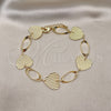 Tobillera Elegante 5.032.003.1.10 Oro Laminado, Diseño de Corazón, Diamantado, Tono Dorado (19 MM Thickness, 10 Inches Length)