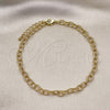 Tobillera Elegante 04.63.1422.10 Oro Laminado, Diseño de Rolo, Diamantado, Tono Dorado (06 MM Thickness, 10 Inches Length)
