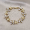 Pulsera Elegante 03.284.0028.08 Oro Laminado, Diseño de Mariposa, con Blanca Zirconia Cubica, Pulido, Tono Dorado (17 MM Thickness, 8 Inches Length)