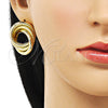 Arete Dormilona 02.213.0550 Oro Laminado, Diseño de Hueco y Nudo, Mate, Tono Dorado