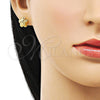 Arete Dormilona 02.342.0274 Oro Laminado, Diseño de Estrella, Diamantado, Tono Dorado