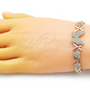 Pulsera Elegante 03.283.0316.07 Oro Laminado, Diseño de Besos y Abrazos y Mariposa, con Blanca Micro Pave, Pulido, Tono Dorado (08 MM Thickness, 7 Inches Length)