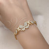 Pulsera Elegante 03.283.0316.07 Oro Laminado, Diseño de Besos y Abrazos y Mariposa, con Blanca Micro Pave, Pulido, Tono Dorado (08 MM Thickness, 7 Inches Length)