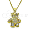 Collares con Dije 04.381.0021.18 Oro Laminado, Diseño de Osito, con Blanca and Negro Micro Pave, Pulido, Tono Dorado (02 MM Thickness, 18 Inches Length)