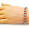 Pulsera Elegante 03.283.0321.08 Oro Laminado, Diseño de Cubana, con Blanca Micro Pave, Pulido, Tono Dorado (10 MM Thickness, 8 Inches Length)