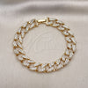 Pulsera Elegante 03.283.0321.08 Oro Laminado, Diseño de Cubana, con Blanca Micro Pave, Pulido, Tono Dorado (10 MM Thickness, 8 Inches Length)
