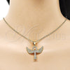 Dije Religioso 05.342.0183 Oro Laminado, Diseño de Cruz y Alas, con Blanca Zirconia Cubica and Blanca Micro Pave, Pulido, Tono Dorado