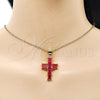 Dije Religioso 05.342.0184.1 Oro Laminado, Diseño de Cruz, con Rubi Zirconia Cubica, Pulido, Tono Dorado