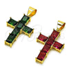 Dije Religioso 05.342.0184.1 Oro Laminado, Diseño de Cruz, con Rubi Zirconia Cubica, Pulido, Tono Dorado