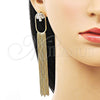 Arete Largo 02.268.0117 Oro Laminado, Diseño de Baguette, con Blanca Zirconia Cubica, Pulido, Tono Dorado
