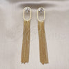 Arete Largo 02.268.0117 Oro Laminado, Diseño de Baguette, con Blanca Zirconia Cubica, Pulido, Tono Dorado