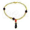 Pulsera Elegante 03.213.0227.08 Oro Laminado, Diseño de Mano de Figa y Figaro, Pulido, Tono Dorado (03 MM Thickness, 8 Inches Length)