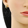 Arete Dormilona 02.342.0287 Oro Laminado, Diseño de Delfín, con Blanca Micro Pave, Pulido, Tono Dorado