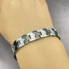 Pulsera Solida 03.114.0312.3.08 Acero Inoxidable, Pulido, Dos Tonos (12 MM Thickness, 8 Inches Length)