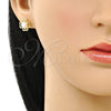Arete Dormilona 02.344.0161 Oro Laminado, Diseño de Corazón, con Marfil Perla, Pulido, Tono Dorado