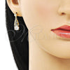 Arete Colgante 02.283.0080 Oro Laminado, con Blanca Zirconia Cubica and Blanca Micro Pave, Pulido, Tono Dorado