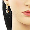 Arete Colgante 02.195.0211 Oro Laminado, Diseño de Bola, Pulido, Tono Dorado