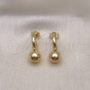 Arete Colgante 02.195.0211 Oro Laminado, Diseño de Bola, Pulido, Tono Dorado