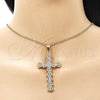 Dije Religioso 05.253.0179 Oro Laminado, Diseño de Cruz, con Blanca Zirconia Cubica and Blanca Micro Pave, Pulido, Tono Dorado