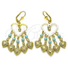 Arete Largo 02.414.0010 Oro Laminado, Diseño de Corazón, con Turquoise and Blanca Cristal, Pulido, Tono Dorado