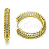 Argolla Huggie 02.213.0572.30 Oro Laminado, con Blanca Micro Pave, Pulido, Tono Dorado