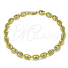 Pulsera Elegante 03.213.0234.07 Oro Laminado, Diseño de Puff Mariner, Pulido, Tono Dorado (06 MM Thickness, 7 Inches Length)