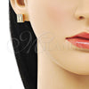 Arete Dormilona 02.342.0295 Oro Laminado, Diseño de Baguette, con Blanca Micro Pave and Blanca Zirconia Cubica, Pulido, Tono Dorado