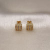 Arete Dormilona 02.342.0306 Oro Laminado, Diseño de Cluster, con Blanca Micro Pave and Blanca Zirconia Cubica, Pulido, Tono Dorado