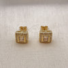 Arete Dormilona 02.342.0307 Oro Laminado, Diseño de Baguette, con Micro Pave Blanca y Zirconia Cubica Blanca, Pulido, Tono Dorado