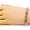 Pulsera Elegante 03.331.0218.2.08 Oro Laminado, Diseño de Elefante y Bismarco, Esmaltado Negro, Tono Dorado (08 MM Thickness, 8 Inches Length)