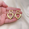 Arete Colgante 02.341.0167 Oro Laminado, Diseño de Corazón, Pulido, Tono Dorado