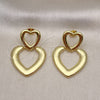 Arete Colgante 02.341.0167 Oro Laminado, Diseño de Corazón, Pulido, Tono Dorado