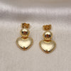 Arete Dormilona 02.156.0668 Oro Laminado, Diseño de Corazón y Bola, Pulido, Tono Dorado