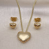 Juego de Arete y Dije de Adulto 10.156.0472 Oro Laminado, Diseño de Corazón, Pulido, Tono Dorado