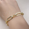 Pulsera Elegante 03.213.0237.07 Oro Laminado, Diseño de Paperclip, Pulido, Tono Dorado (08 MM Thickness, 7 Inches Length)