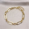 Pulsera Elegante 03.213.0237.07 Oro Laminado, Diseño de Paperclip, Pulido, Tono Dorado (08 MM Thickness, 7 Inches Length)