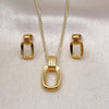 Juego de Arete y Dije de Adulto 10.342.0160 Oro Laminado, Diseño de Hebilla del Cinturón, Pulido, Tono Dorado