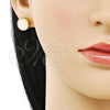 Arete Dormilona 02.342.0311 Oro Laminado, Diseño de Bola, con Blanca Opal, Pulido, Tono Dorado