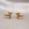 Arete Dormilona 02.342.0316 Oro Laminado, Diseño de Pajaro, con Blanca Micro Pave, Pulido, Tono Dorado