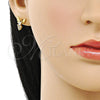 Arete Dormilona 02.342.0317 Oro Laminado, Diseño de Pajaro, con Blanca Zirconia Cubica and Blanca Micro Pave, Pulido, Tono Dorado