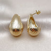 Arete Dormilona 02.213.0597 Oro Laminado, Diseño de Gota, Diamantado, Tono Dorado