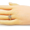 Anillo Multi Piedra 01.341.0125 Oro Laminado, Diseño de Puff Mariner, con Blanca Micro Pave, Pulido, Tono Dorado (One size fits all)