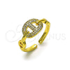 Anillo Multi Piedra 01.341.0125 Oro Laminado, Diseño de Puff Mariner, con Blanca Micro Pave, Pulido, Tono Dorado (One size fits all)