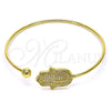 Aro Individual 07.195.0016 Oro Laminado, Diseño de Mano de Dios, con Blanca Micro Pave, Pulido, Tono Dorado (02 MM Thickness, One size fits all)