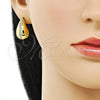 Arete Dormilona 02.368.0095 Oro Laminado, Diseño de Gota, con Blanca Micro Pave, Pulido, Tono Dorado