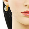 Arete Dormilona 02.170.0442 Oro Laminado, Diseño de Bola, Diamantado, Tono Dorado