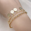 Pulsera de Dije 03.331.0229.08 Oro Laminado, Diseño de Rolo, Pulido, Tono Dorado (07 MM Thickness, 8 Inches Length)