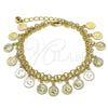 Pulsera de Dije 03.331.0229.08 Oro Laminado, Diseño de Rolo, Pulido, Tono Dorado (07 MM Thickness, 8 Inches Length)